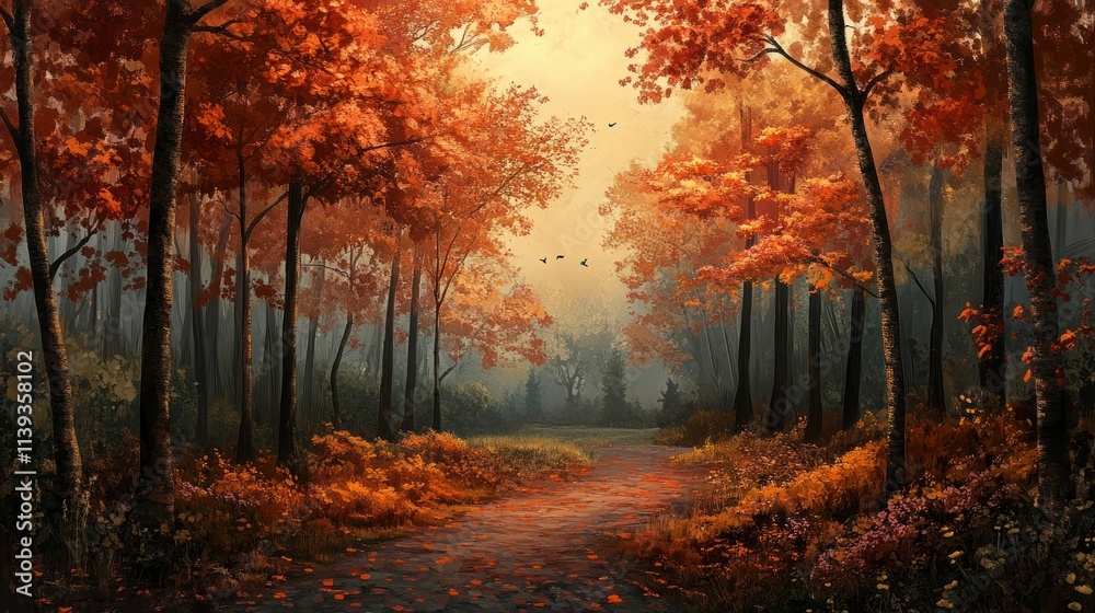 A Path Through an Autumnal Forest A Path Through an Autumnal Forest
