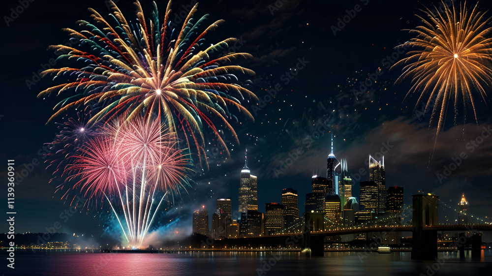 Fototapeta premium fireworks over the river