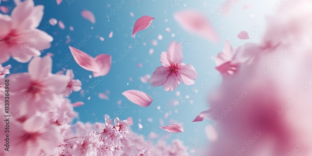Fototapeta premium Pink Flowers in Flight