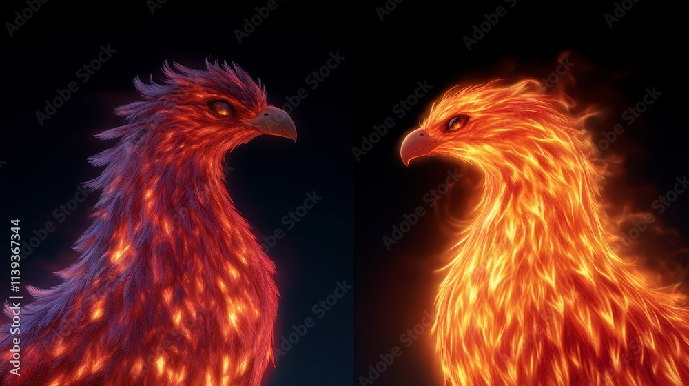 Fototapeta premium Fiery Phoenix Rebirth Embers to Inferno