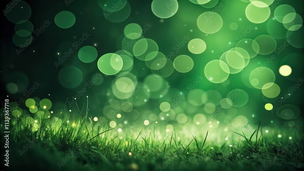 Obraz premium Enchanted Meadow at Night Glowing Lights and Lush Grass