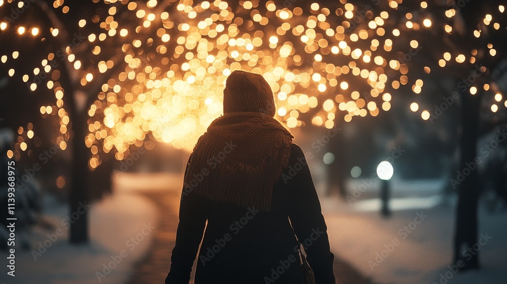 Christmas Lights In Eve Night With Abstract Defocused Bokeh Christmas Lights In Eve Night With Abstract Defocused Bokeh