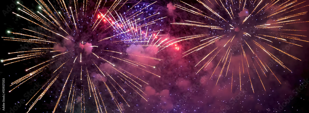 Banner Purple Firework celebrate anniversary happy new year 2025, 4th of july holiday festival. Banner Purple firework night time National holiday. Violet firework New year 2025 festival copy space Banner Purple Firework celebrate anniversary happy new year 2025, 4th of july holiday festival. Banner Purple firework night time National holiday. Violet firework New year 2025 festival copy space