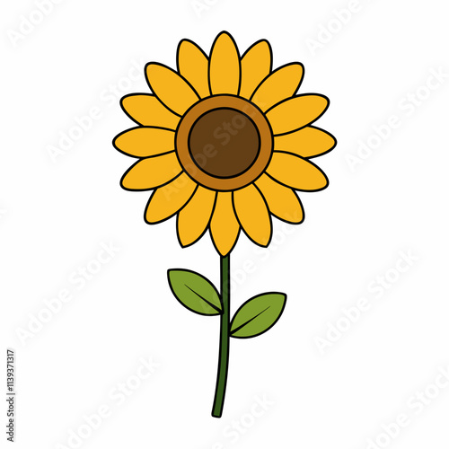 Sunflower graphic elements vector, Flower vector illustration, Simple sunflower tractor symbol isolated.