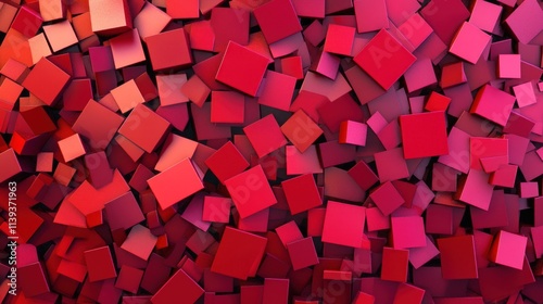 Crimson Cube Chaos: An Abstract Red 3D Composition photo