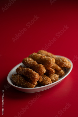fish fried, teriaky sauce