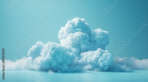 Multiple white cumulus clouds with detailed texture formations floating