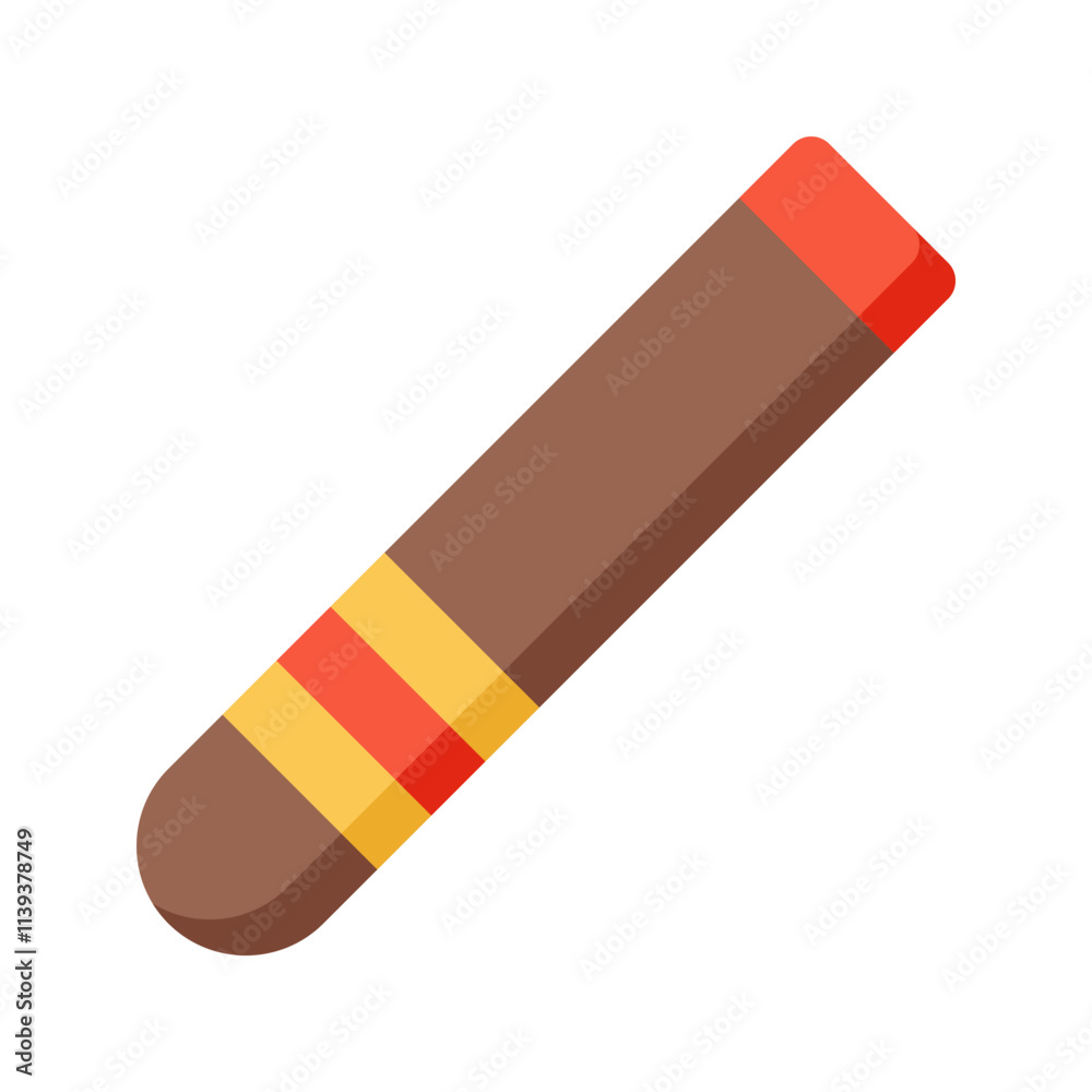 Cigar Icon Illustration with bright color palette in flat design style. Perfect for Mexican-themed designs or celebrations
Cigar Icon Illustration with bright color palette in flat design style. Perfect for Mexican-themed designs or celebrations