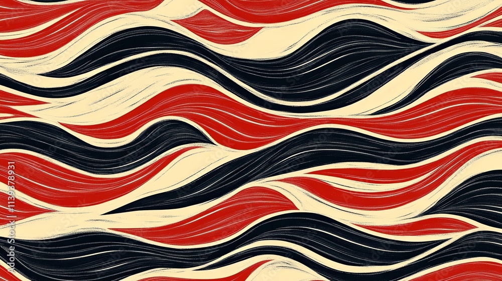 Fototapeta premium Artistic abstract wavy pattern in topaz and red digital illustration modern design vibrant colors fluid motion
