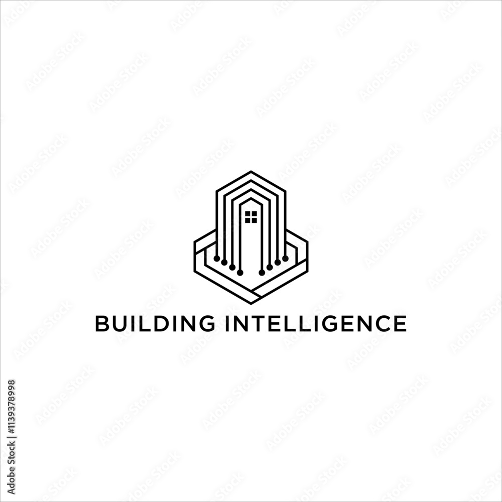 Fototapeta premium structure technology building design. construction real estate apartment logo.