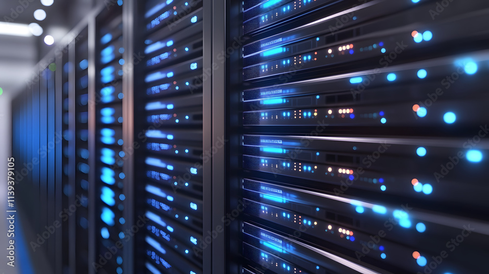 
Abstract technology big data concept. Motion graphic for abstract data center, data flow. Transferring of big data and storage of block chain, server, hi-speed internet. 3D Rendering.