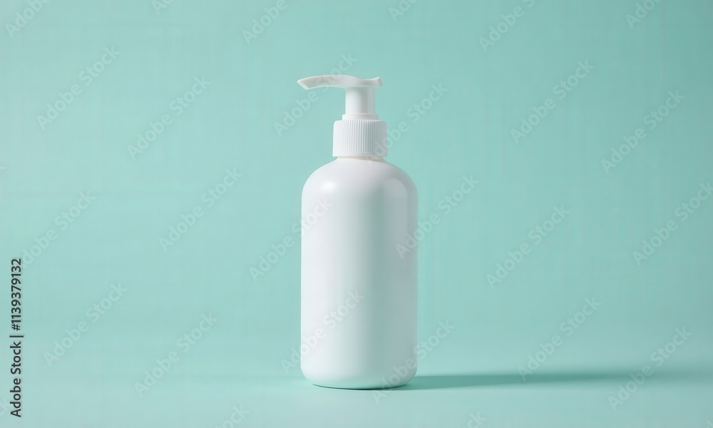 White Pump Bottle on Aqua Background
White Pump Bottle on Aqua Background