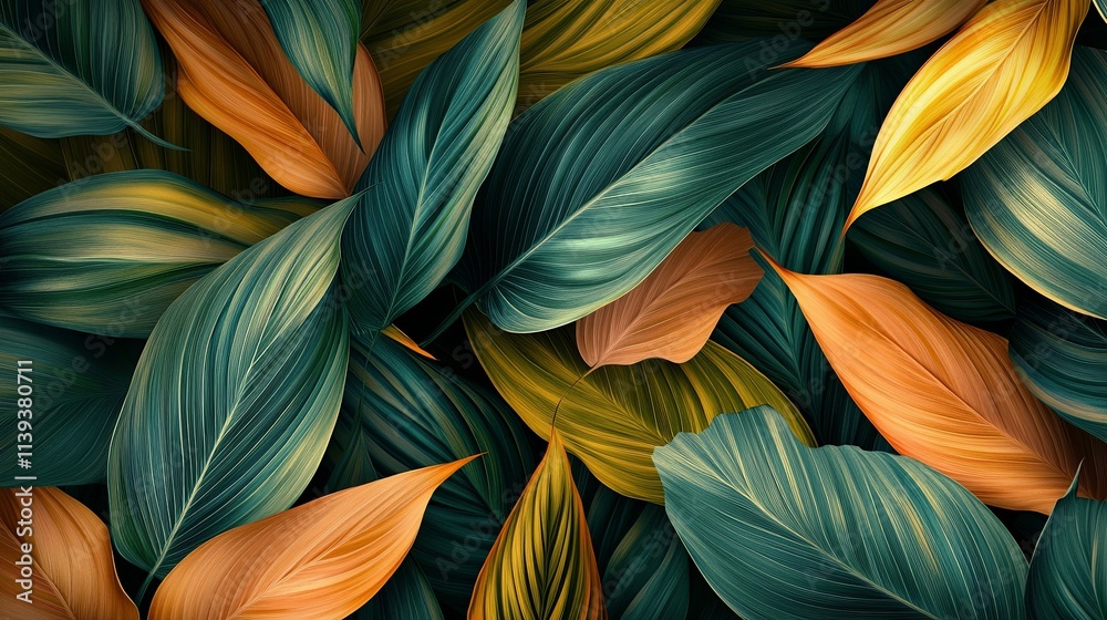 Vibrant lush leaves displaying abstract wavy patterns in a topaz grainy texture nature close-up artistic design Vibrant lush leaves displaying abstract wavy patterns in a topaz grainy texture nature close-up artistic design