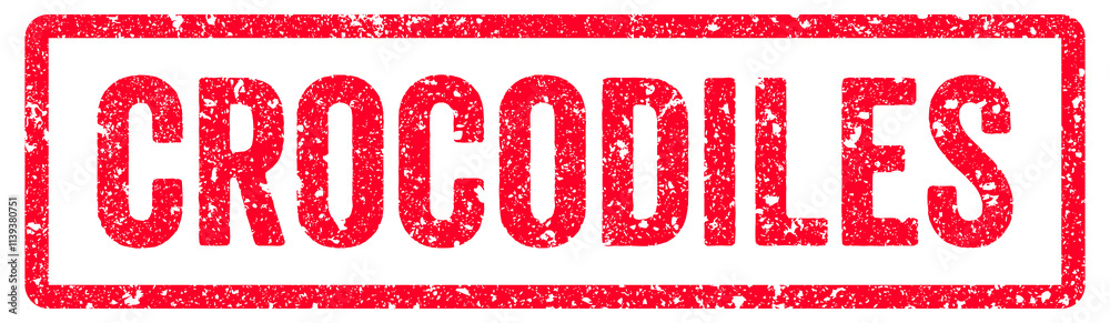 Crocodiles Stamp Transparent Seal, Red Grunge Crocodiles Word Rubber Stamp Seal