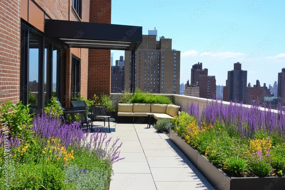 Urban Rooftop Oasis Tranquil Escape with City Views in the Summer Urban Rooftop Oasis Tranquil Escape with City Views in the Summer
