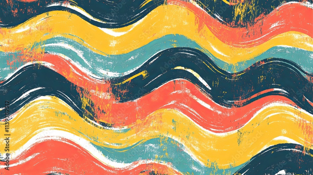 Vibrant abstract wavy pattern digital art topaz grain effect colorful design vivid composition