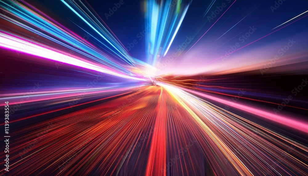 Speed and light streaks create a vibrant, dynamic composition. Speed and light streaks create a vibrant, dynamic composition.
