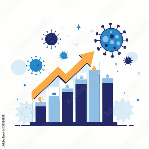 Post Pandemic Economic Recovery Graph with Virus Symbols