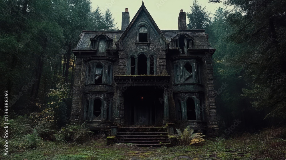 Abandoned Victorian House Deep Within a Dark Forest Abandoned Victorian House Deep Within a Dark Forest