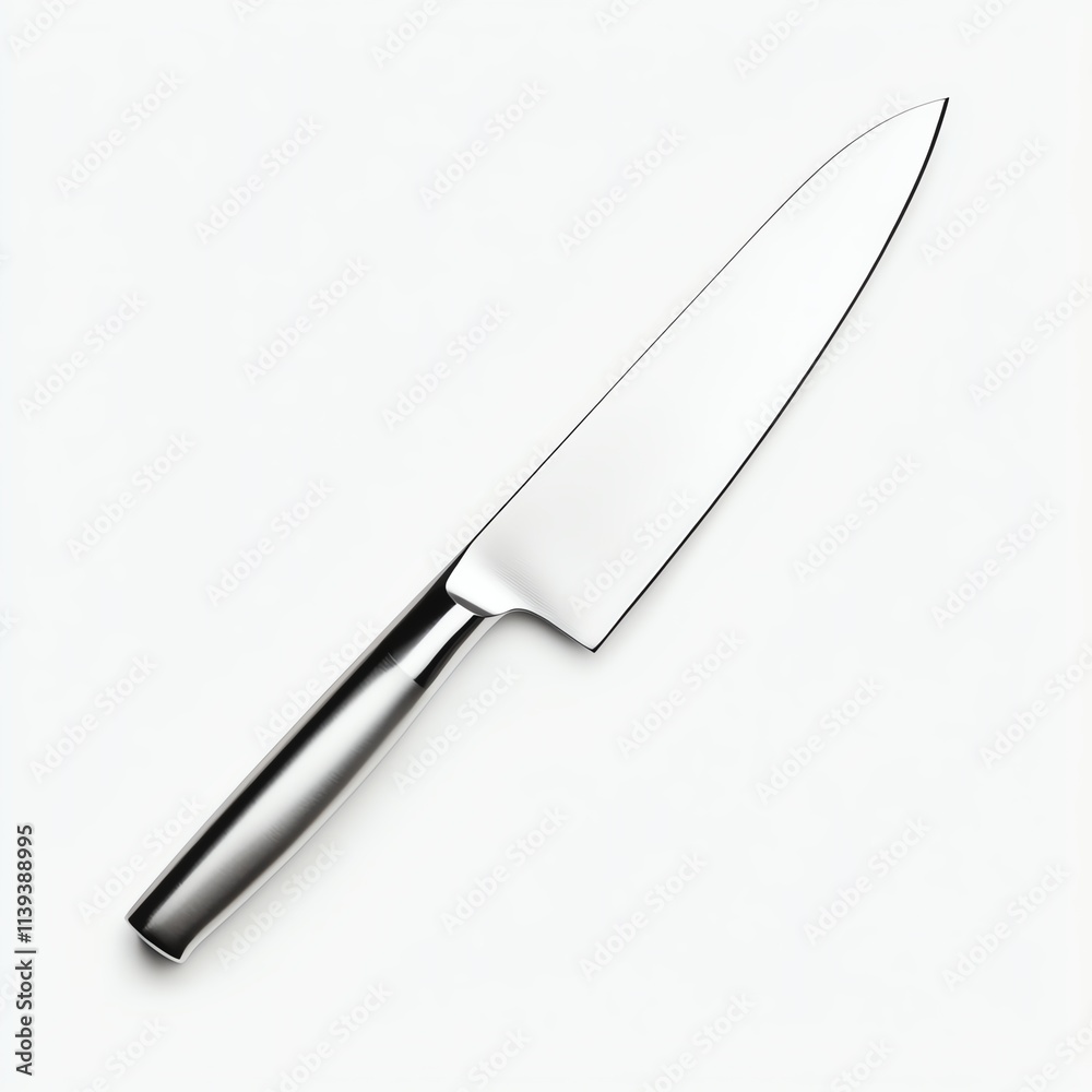 Obraz premium A sleek kitchen knife with a sharp blade and ergonomic handle, ideal for cutting and chopping in culinary tasks.
