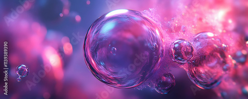 Wallpaper Mural Abstract Bubble Background, Vibrant Pink and Purple Spheres in Ethereal Liquid, Glowing with Inner Light Torontodigital.ca