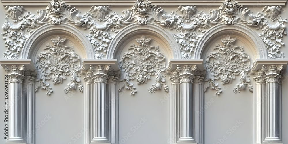 Elegant Archway with Intricate Floral Relief, A Classic Architectural 3D Wall Design Elegant Archway with Intricate Floral Relief, A Classic Architectural 3D Wall Design