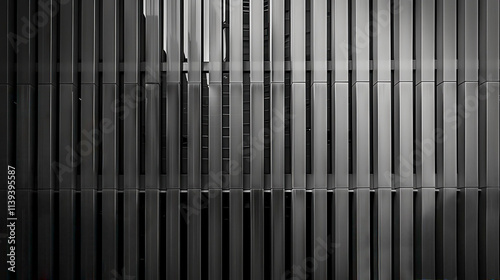 Abstract Monochromatic Architectural Photography  Linear Metal Facade of Modern Building