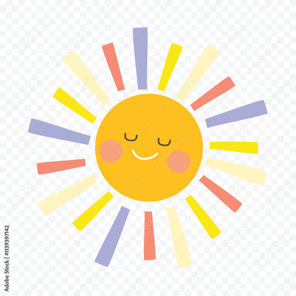 Hand draw cute sun illustration on white background Hand draw cute sun illustration on white background