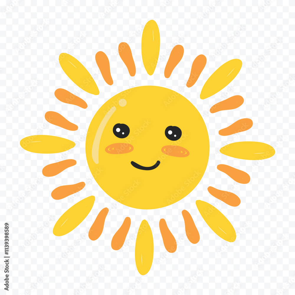 Hand draw cute sun illustration on white background Hand draw cute sun illustration on white background