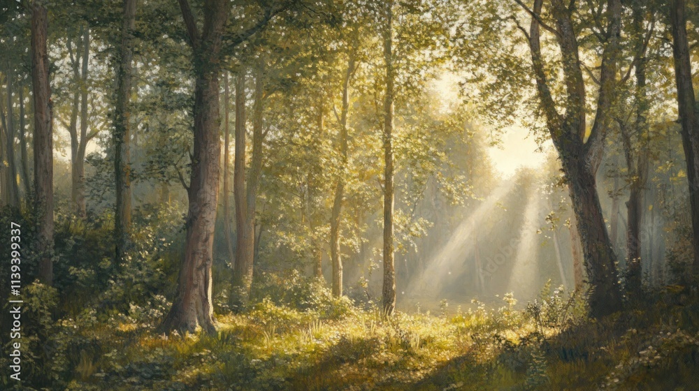Sunlight Illuminating a Forest Clearing Sunlight Illuminating a Forest Clearing