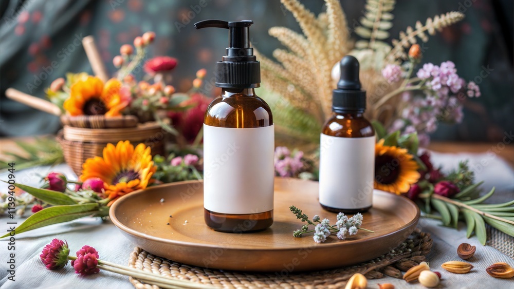cosmetic serum toner oil cleanser tube natural ingredient photo shot background cosmetic serum toner oil cleanser tube natural ingredient photo shot background