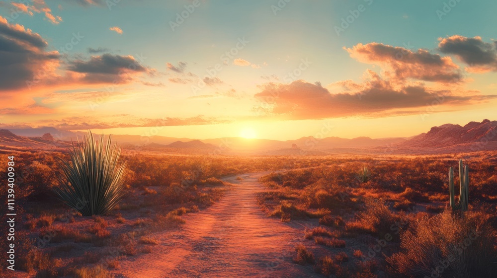 Sunset Desert Path: A Serene Journey Across the Arizona Landscape Sunset Desert Path: A Serene Journey Across the Arizona Landscape