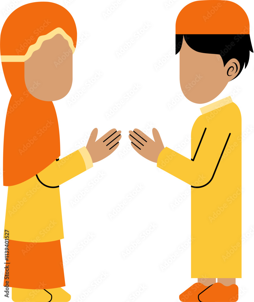 Obraz premium Two people shaking hands during the month of ramadan and eid Al fitr