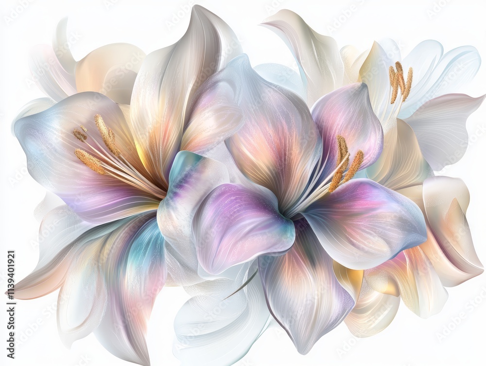 Exquisite pastel flower on white, a stunning display of natural beauty and elegance Exquisite pastel flower on white, a stunning display of natural beauty and elegance