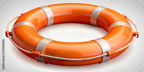 Orange Life Buoy Isolated on White Background for Safety and Rescue Themes, Perfect for Beach and Water Activities, Emergency Services, Maritime Safety, and Lifeguard Illustrations photo