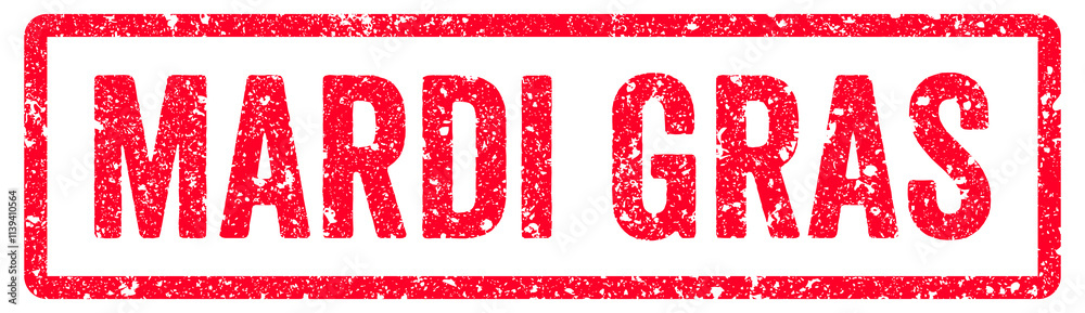 Mardi Gras Stamp Transparent Seal, Red Grunge Mardi Gras Word Rubber Stamp Seal