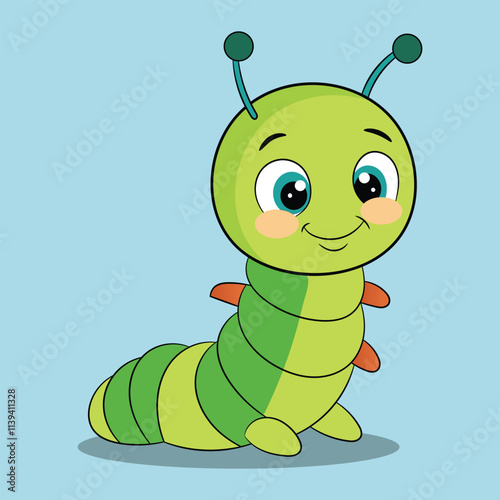 Cute little caterpillar standing cartoon vector illustration