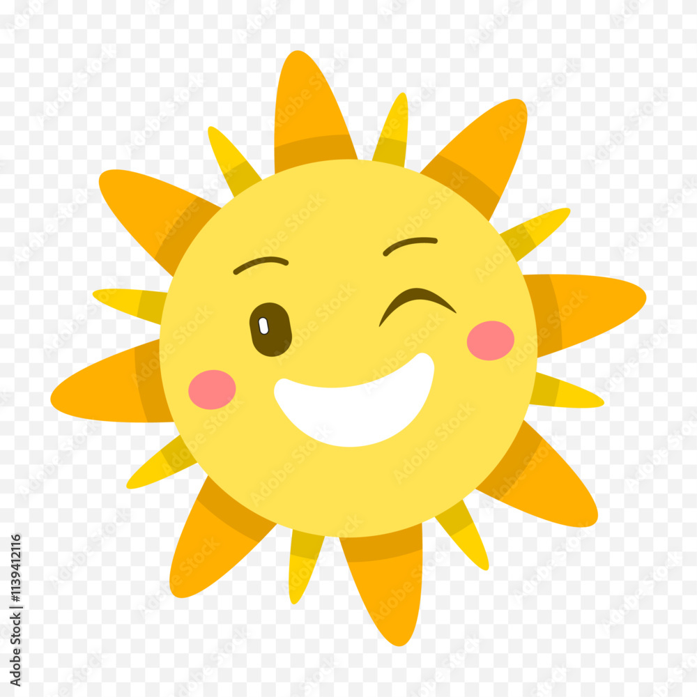 Hand draw cute sun illustration on white background