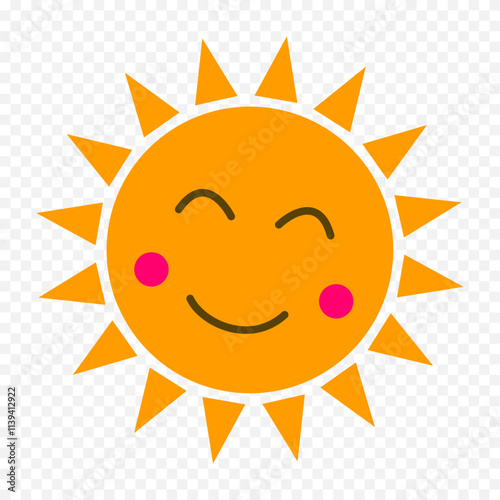 Hand draw cute sun illustration on white background
