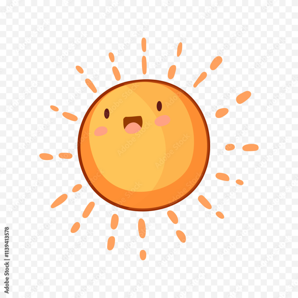 Hand draw cute sun illustration on white background