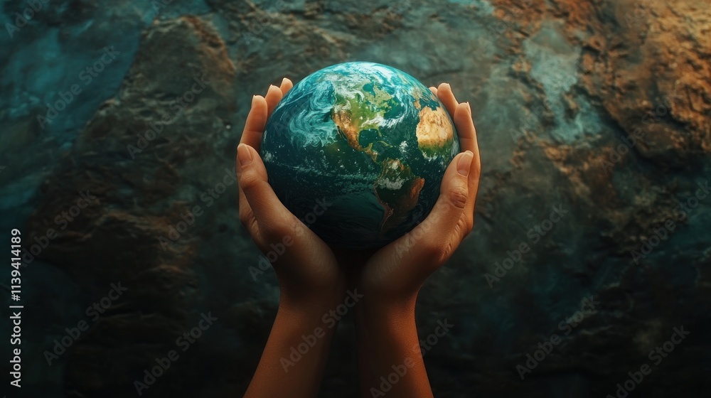 Protecting Our Precious Planet: Hands Gently Holding the Earth Protecting Our Precious Planet: Hands Gently Holding the Earth