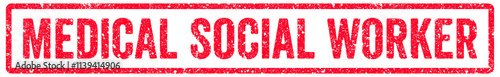 Medical Social Worker Stamp Transparent Seal, Red Grunge Medical Social Worker Word Rubber Stamp Seal
