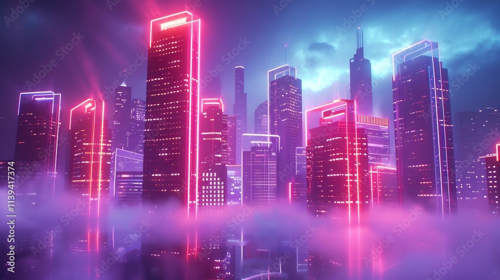 Neon Cityscape: A Futuristic Metropolis at Night Neon Cityscape: A Futuristic Metropolis at Night