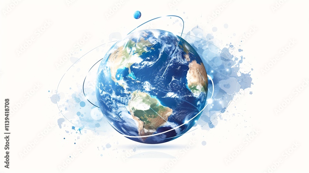 Planet Earth: A Global Network. This stunning image showcases Earth with swirling lines, symbolizing global interconnectedness and communication in a digital age. Planet Earth: A Global Network. This stunning image showcases Earth with swirling lines, symbolizing global interconnectedness and communication in a digital age.