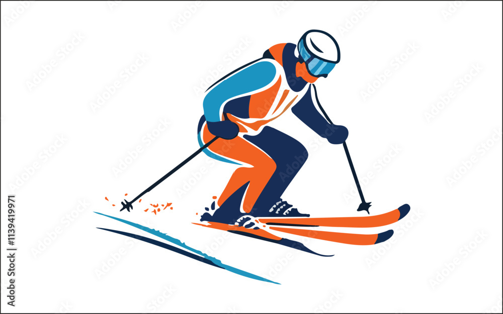 Obraz premium Vector set Silhouette of a skier in winter Ski silhouette isolated vector design eps