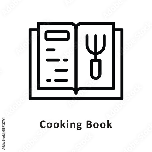Cooking Book Vector Outline Icon. Eps 10 File 