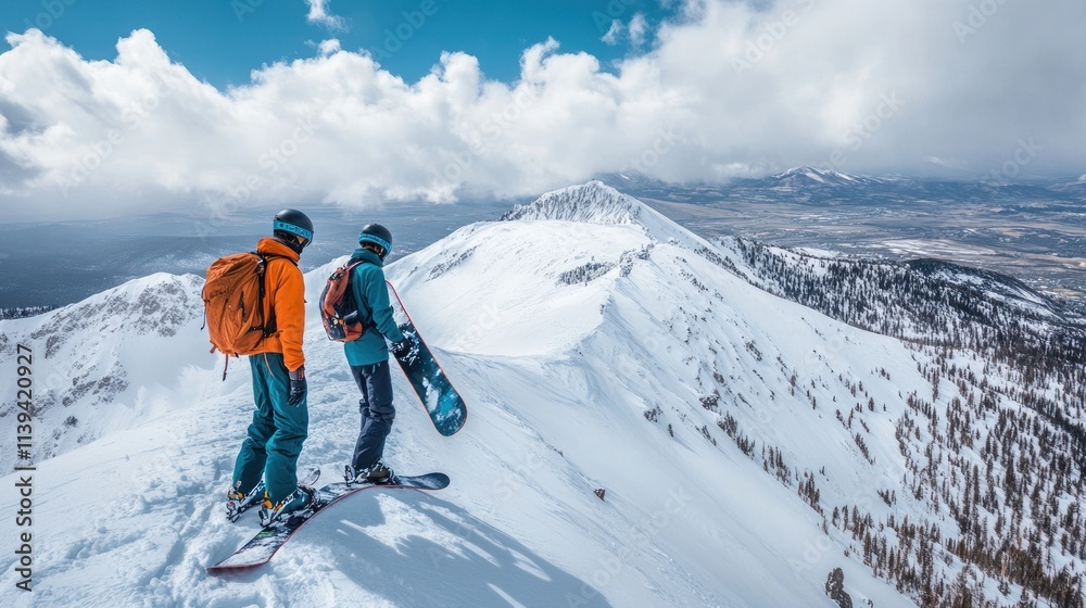 Winter Sports Adventure on Snowy Mountain Peak Winter Sports Adventure on Snowy Mountain Peak