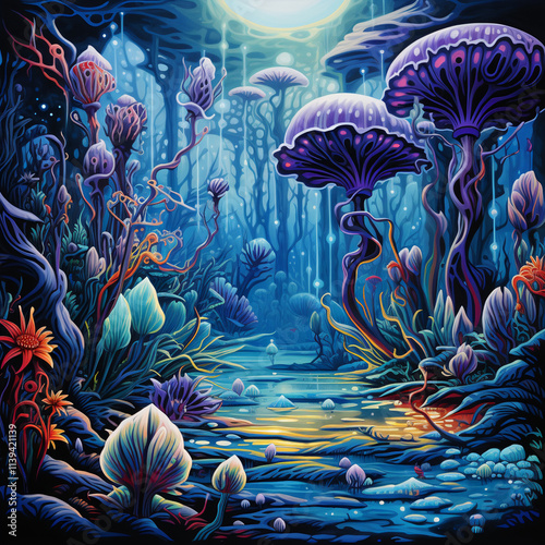Underwater plants, Psychedelic art , DMT art 