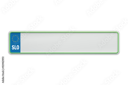 Car number plate of Slovenia. Vehicle registration license