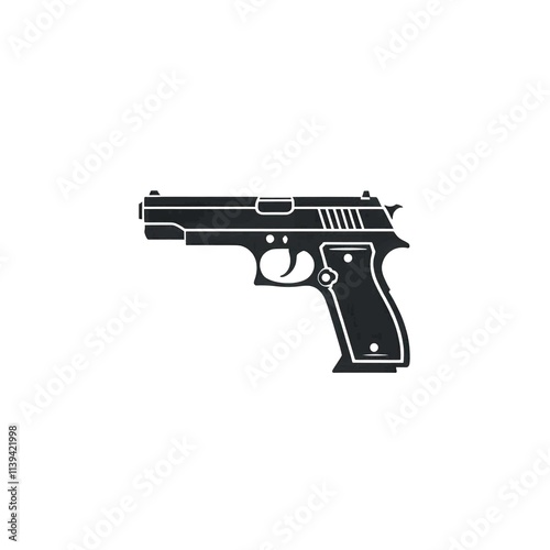 Gun Icon Flat Graphic Design. handgun pistol hand pistol gun svg vector cut file for cricut and silhouette design space. Handgun silhouette vector with a white background